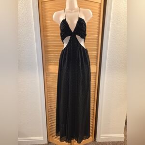 Topshop Black Backless Dress with Sparkle